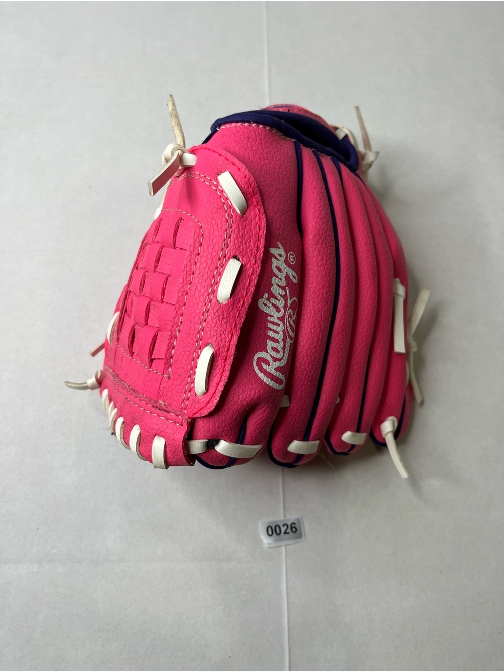 Rawlings Pink Kids Baseball/Softball Glove with White Lacing
